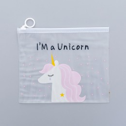 Kawaii Leopard Unicorn przezroczysty piórnik kosmetyczka szkolne materiały biurowe aktówka folder organizator biurowy