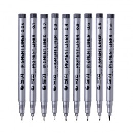 STA 9 sztuk/partia czarny micron pen Hook Liner szkic markery rysunek wodoodporna dostaw sztuki Manga komiks pisma Brush Pen