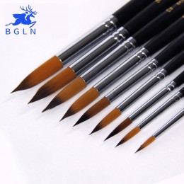 BGLN 9 sztuk długa rączka Nylon akwarela szczotki gwasz pędzel do akrylu Pen pincel para pintura dostaw sztuki 804