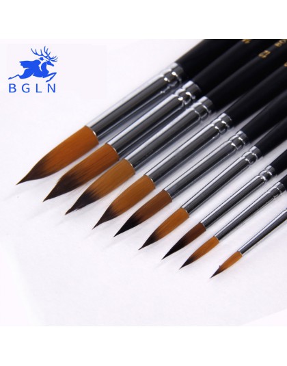 BGLN 9 sztuk długa rączka Nylon akwarela szczotki gwasz pędzel do akrylu Pen pincel para pintura dostaw sztuki 804