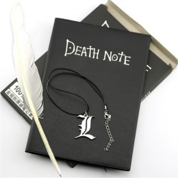 A5 Anime Death Note Notebook zestaw dziennik skórzany i naszyjnik długopis z pióra dzienniku Death Note notatnik na prezent D40