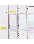 A5 A6 Kawaii kolorowe wkłady Diario Binder papier wypełniający 6 otworów karteczki wewnętrzne Planner Organizer papier wypełniaj