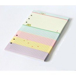 A5 A6 Kawaii kolorowe wkłady Diario Binder papier wypełniający 6 otworów karteczki wewnętrzne Planner Organizer papier wypełniaj