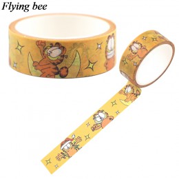 Flyingbee 15mmX5m Funny cat Washi taśma klejąca DIY dekoracyjna taśma klejąca biurowe kreatywne taśmy maskujące materiały X0689