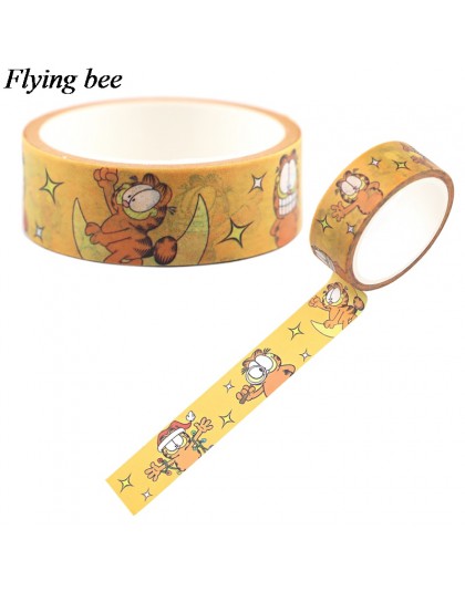 Flyingbee 15mmX5m Funny cat Washi taśma klejąca DIY dekoracyjna taśma klejąca biurowe kreatywne taśmy maskujące materiały X0689