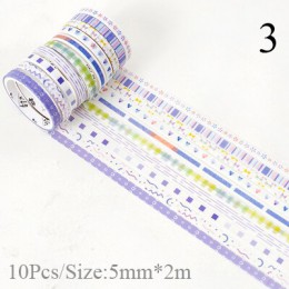 10 sztuk/zestaw Kawaii taśma maskująca śliczne taśmy washi Tape zestaw dekoracyjna taśma klejąca dla dzieci DIY Scrapbooking pam