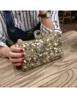 Srebrne diamenty Box Bag wieczorne sprzęgło torebka kobiety moda Mini torby na ramię z łańcuchem kobiece eleganckie ślubne koper