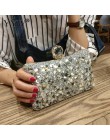 Srebrne diamenty Box Bag wieczorne sprzęgło torebka kobiety moda Mini torby na ramię z łańcuchem kobiece eleganckie ślubne koper