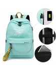 Winmax Luminous USB Charge kobiety plecak modna, z napisami drukuj tornister nastolatek dziewczyny wstążki plecak Mochila Sac A 