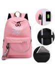 Winmax Luminous USB Charge kobiety plecak modna, z napisami drukuj tornister nastolatek dziewczyny wstążki plecak Mochila Sac A 