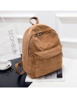 Plecak sztruksowy moda damska torba na ramię Pure Color plecak damski Teenger Girl School torby damskie Mochila Bagpack Pack