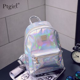 2019 moda hip-hop plecak holograficzny mochilas feminina kobiety srebrny laser plecak skórzany plecak torby szkolne zaino