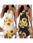 Kobiety Halter Neck Boho sukienka z nadrukiem bez rękawów Mini kostiumy kąpielowe Sundress Plus rozmiar Mini sukienka ropa de in