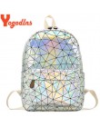 Yogodlns geometryczny plecak holograficzny podróży mężczyźni kobiety plecaki pcv laserowa torba na ramię student school backpack