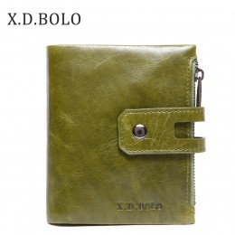 X.D.BOLO portfel kobiety oryginalne skórzane etui na karty portfele damskie Zipper Clutch torebki damskie z kieszonką na monety 