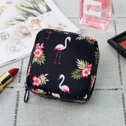 1pc Mini jednolita z wzorem kwiatowym kosmetyczka podróżna serwetka Organizer Flamingo kosmetyczka torba na przybory do makijażu