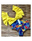 Z kwiatowym wzorem potargany Hem Bikini Set kobiety Flora V-neck z wysokim stanem dwuczęściowy strój kąpielowy 2020 dziewczyna s