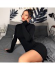 InstaHot golf z długim rękawem Skinny Mini sukienka kobiety jesień Sexy sukienki w stylu sportowym 4 kolor Bodycon Slim żółty Cl