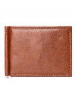 Vintage wąski klips na pieniędze luksusowa jakość biznes mały męski portfel z kieszonką na monety Bifold Pu Leather Casual etui 