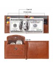 Vintage wąski klips na pieniędze luksusowa jakość biznes mały męski portfel z kieszonką na monety Bifold Pu Leather Casual etui 