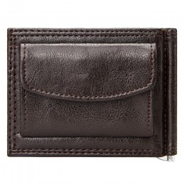 Vintage wąski klips na pieniędze luksusowa jakość biznes mały męski portfel z kieszonką na monety Bifold Pu Leather Casual etui 