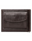 Vintage wąski klips na pieniędze luksusowa jakość biznes mały męski portfel z kieszonką na monety Bifold Pu Leather Casual etui 