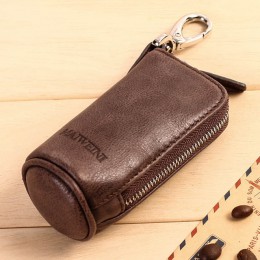 Marka mężczyźni prawdziwej skóry retro samochód klucz etui dla gospodyni pani skóra bydlęca moda zamek etui na klucze