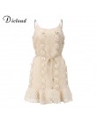 DICLOUD seksowny Spaghetti pasek Ruffles kobiety letnia sukienka Boho beżowy Backless line Party letnia sukienka plażowa eleganc