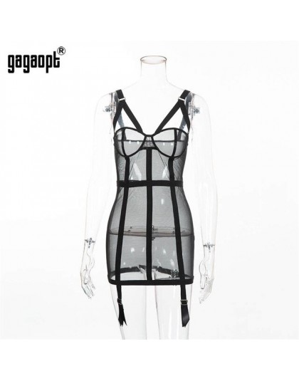 Gagaopt 2020 strój koronkowy kobiety Sexy sukienki perspektywa czarna moda Mini sukienki bandażowe typu bodycon Club Vestidos sz