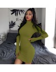 InstaHot golf z długim rękawem Skinny Mini sukienka kobiety jesień Sexy sukienki w stylu sportowym 4 kolor Bodycon Slim żółty Cl