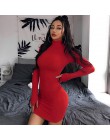 InstaHot golf z długim rękawem Skinny Mini sukienka kobiety jesień Sexy sukienki w stylu sportowym 4 kolor Bodycon Slim żółty Cl