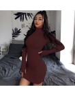 InstaHot golf z długim rękawem Skinny Mini sukienka kobiety jesień Sexy sukienki w stylu sportowym 4 kolor Bodycon Slim żółty Cl