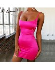 Colysmo Stretch Mini satynowa sukienka kobiety seksowne ramiączka Slim Fit Bodycon Party Dress neonowa zielona różowa sukienka l