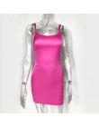 Colysmo Stretch Mini satynowa sukienka kobiety seksowne ramiączka Slim Fit Bodycon Party Dress neonowa zielona różowa sukienka l