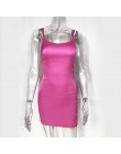 Colysmo Stretch Mini satynowa sukienka kobiety seksowne ramiączka Slim Fit Bodycon Party Dress neonowa zielona różowa sukienka l