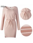 FSDA V Neck kobiety Sashes z długim rękawem Casual Dress różowy czarny szary szczelina Mini jesień zima dzianiny 2019 ciepła, kr