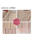 Jocoo Jolee jesienno-zimowa sukienka eleganckie panie O Neck długi sweter z rękawem sukienka Midi z dzianiny wysokiej Elstic Mes