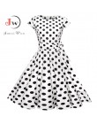 Czarny biały Polka Dot sukienka vintage lato kobiety Floral Print z krótkim rękawem sukienka retro sukienki rockabilly Party Jur