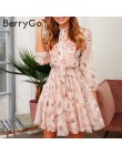 BerryGo vintage, w kwiaty drukuj sukienka boho kobiety dorywczo z długim rękawem wiosna chic party dress wysokiej talii odzież d