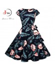 Czarny biały Polka Dot sukienka vintage lato kobiety Floral Print z krótkim rękawem sukienka retro sukienki rockabilly Party Jur