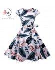 Czarny biały Polka Dot sukienka vintage lato kobiety Floral Print z krótkim rękawem sukienka retro sukienki rockabilly Party Jur