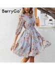 BerryGo vintage, w kwiaty drukuj sukienka boho kobiety dorywczo z długim rękawem wiosna chic party dress wysokiej talii odzież d