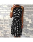 Feitong kobiety sukienka koktailowa letnia moda Polka Dot do kolan sukienka sukienki bez rękawów Off Shoulder swobodna luźna suk