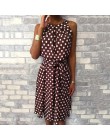 Feitong kobiety sukienka koktailowa letnia moda Polka Dot do kolan sukienka sukienki bez rękawów Off Shoulder swobodna luźna suk