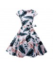 Czarny biały Polka Dot sukienka vintage lato kobiety Floral Print z krótkim rękawem sukienka retro sukienki rockabilly Party Jur