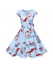 Czarny biały Polka Dot sukienka vintage lato kobiety Floral Print z krótkim rękawem sukienka retro sukienki rockabilly Party Jur