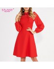 S. FLAVOR gorąca sprzedaż Vintage Patchwork sukienki a-line kobiety lato z długim rękawem z golfem Casual Dress kobieta praca su