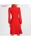 S. FLAVOR gorąca sprzedaż Vintage Patchwork sukienki a-line kobiety lato z długim rękawem z golfem Casual Dress kobieta praca su