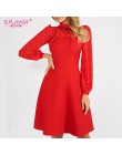 S. FLAVOR gorąca sprzedaż Vintage Patchwork sukienki a-line kobiety lato z długim rękawem z golfem Casual Dress kobieta praca su