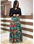 Wiosna kobiety Maxi sukienka w stylu Vintage, w kwiaty drukuj Splice Casual sukienka z długim rękawem 5XL Plus rozmiar elegancki